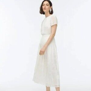 J. Crew Midi dress in embroidered ivory chiffon, Size 4